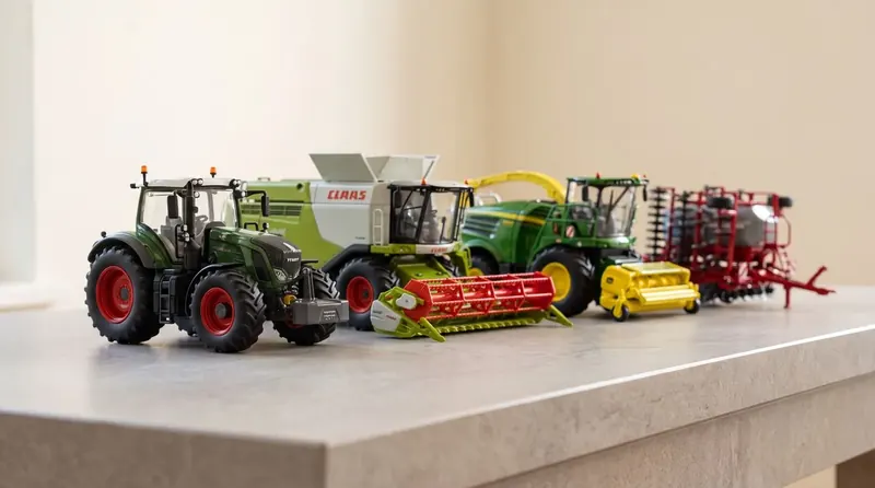 Modèles réduits de machines agricoles multi-marques alignés